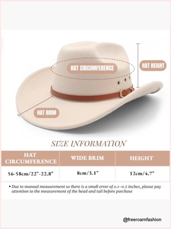 Wide Brim Felt Cowboy Hat with Belt Buckle - Classic Western Fedora main image 6